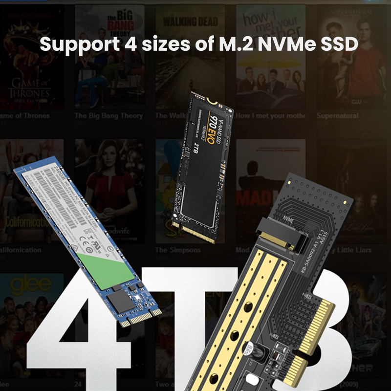 UGREEN PCIE to M2 Adapter NVMe M.2 PCI Express Adapter 32Gbps PCI-E Card x4/8/16 M&B Key SSD Computer Expansion Cards. 