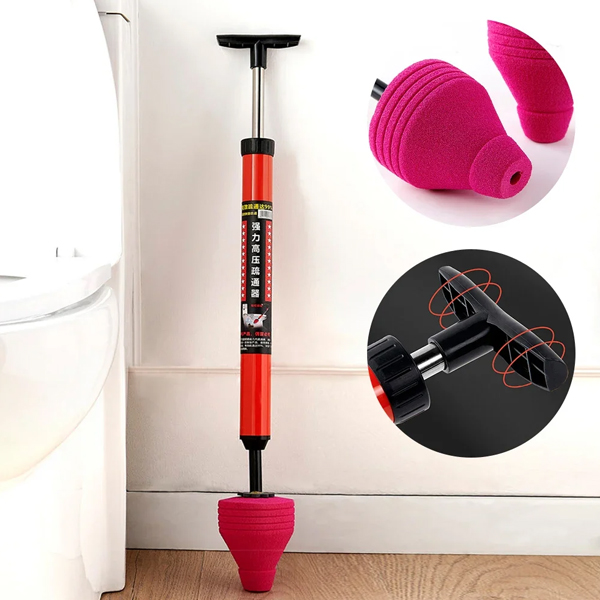 Manual Multifunctional High Pressure Drain Buster Home Sink Clog Remover Cleaning Tool Toilet Plunger Suction Pump. 