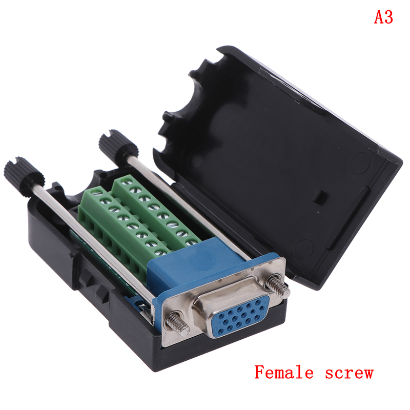 D-SUB DB15 VGA Male 3 Rows 15 Pin Plug Breakout Terminals Connector Demoo. 