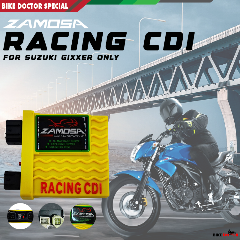 ZAMOSA High Performance Suzuki Gixxer 155 CC Adjustable Motorcycle CDI Box Unlimited RPM 10 Port 9 Map Curve. 