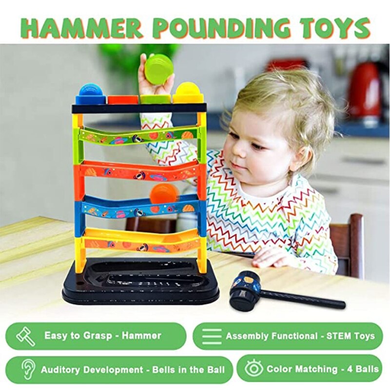 Table Play Toy Plastic Hammer Track Slide Ball Game Brain Training Portable Table Game Creative Baby Gift. 