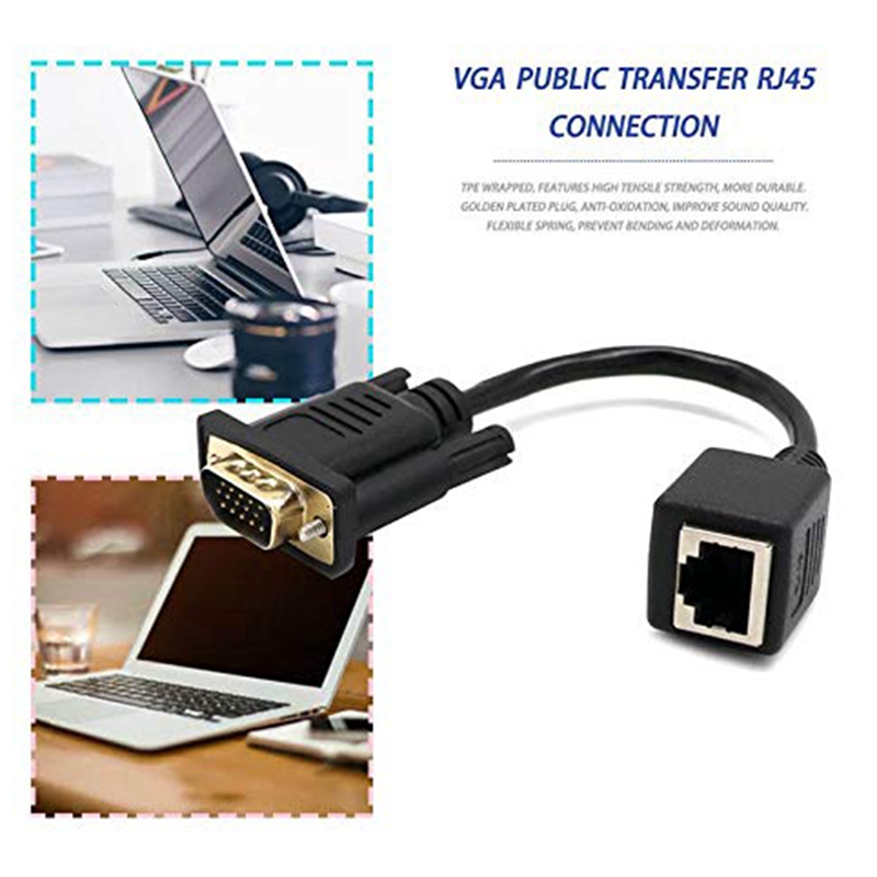 ZOROOM VGA to RJ45 Adapter Network Cable to VGA Network Cable Connector Monitor to Network Cable Connector VGA Extender. 