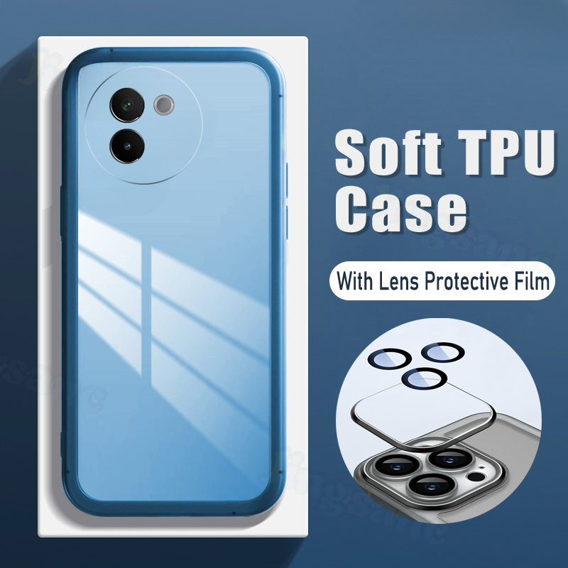 New Phone Case For VIVO V30 E Cover Camera Protection Semi Transparent Soft Silicone Shockproof with Lens Protector Films for vivo V30E case. 