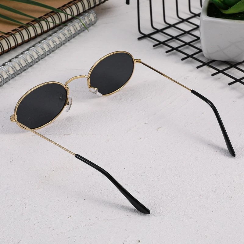 Classic Small Frame Oval Sunglasses Women/Men Brand Designer Alloy Mirror Sun Glasses Dropshipping In Stock Ship Within 24 Hours. 