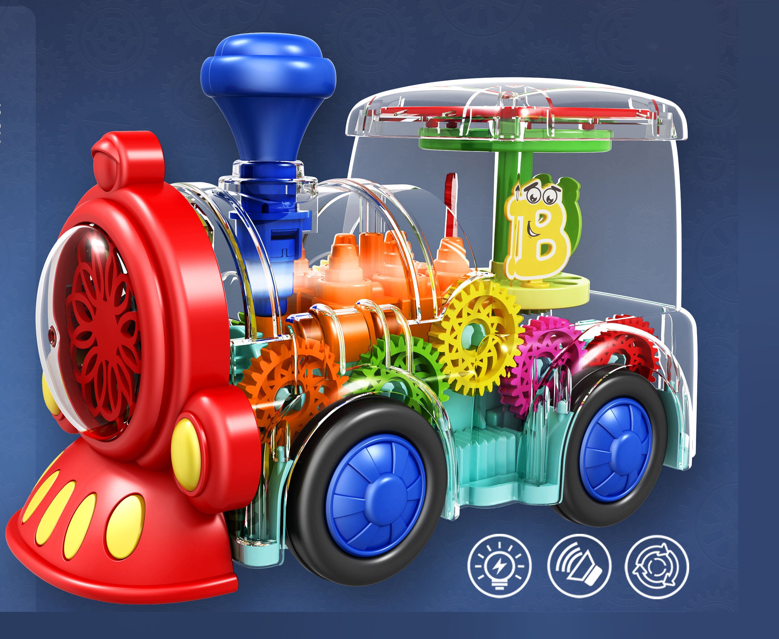 Concept Train Electric Transparent Gear Train Universal Walking Train Colorful Lights Musical Toys Children's Phone Toy Toys For Babies