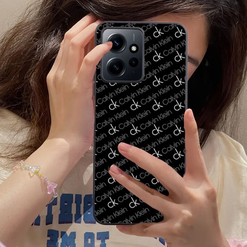 CK Pattern Mobile Cell Phone Case for Xiaomi 13 12 11 S T Ultra Lite Redmi Note 12 10 POCO F4 F5 X5 Pro 5G Black Cover Funda. 