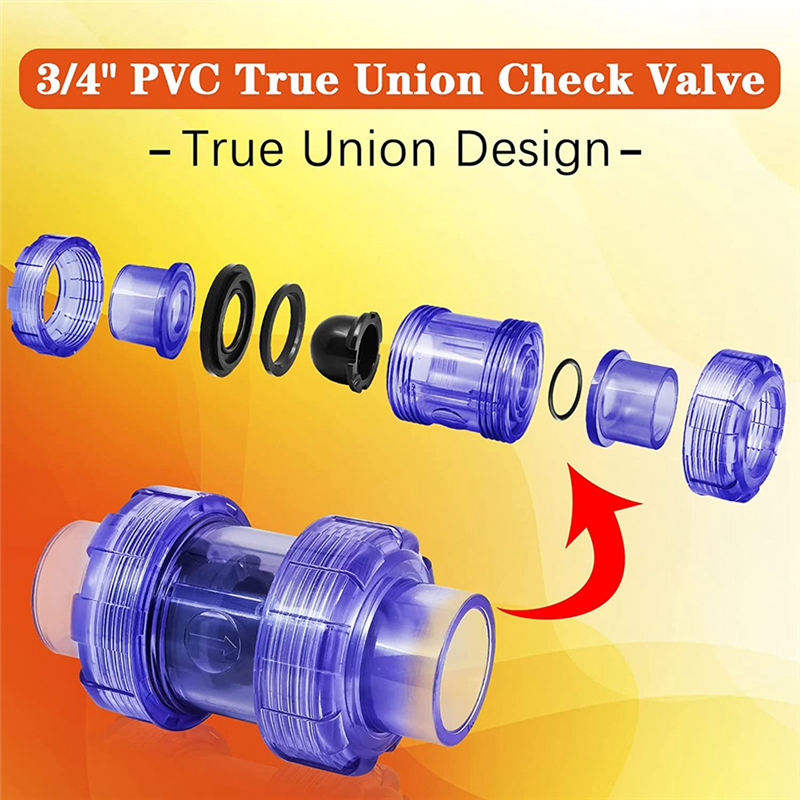 Check Valve 3/4 Inch True Union Check Valve Transparent Blue UPVC Check Valve Pipeline Check Valve One-Way Valve. 