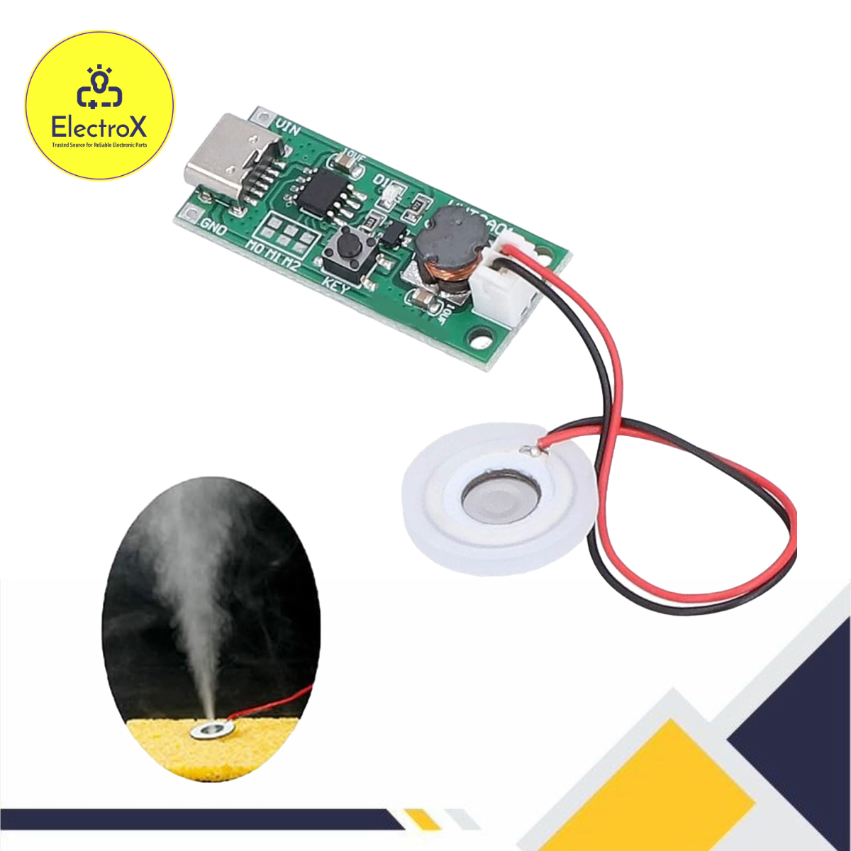 DIY Ultrasonic Mist Maker Humidifier with USB Circuit Board and Atomization Plate