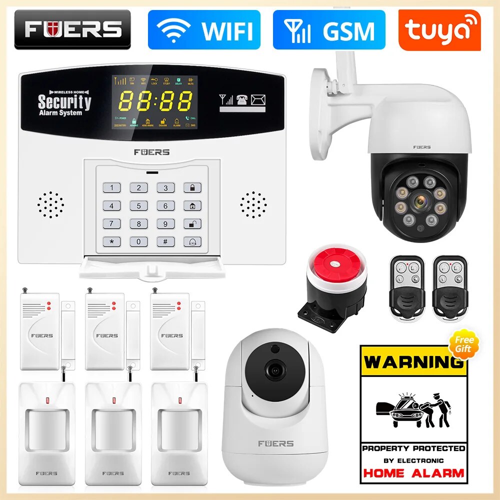 Fuers W210 Tuya Smart WIFI Home Alarm System 433 MHZ Wireless Wired Zone Zone Compatible with Alexa Google Motion Sensor