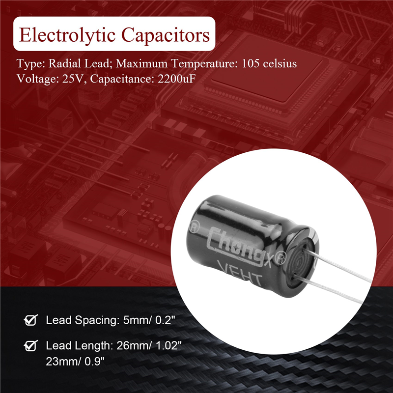 20 Pcs 13x21mm 2200uF 25V Radial Aluminum Electrolytic Capacitors