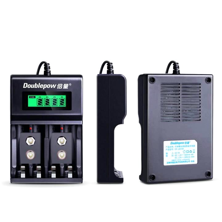 Doublepow UK-95 LED Display Smart Fast Charger with Full Charge Indicator & USB Portable Plug Connector for 1.2V  AA/AAA Size & 9V Rechargeable Ni-MH/Ni-Cd Battery - 1 Piece. 
