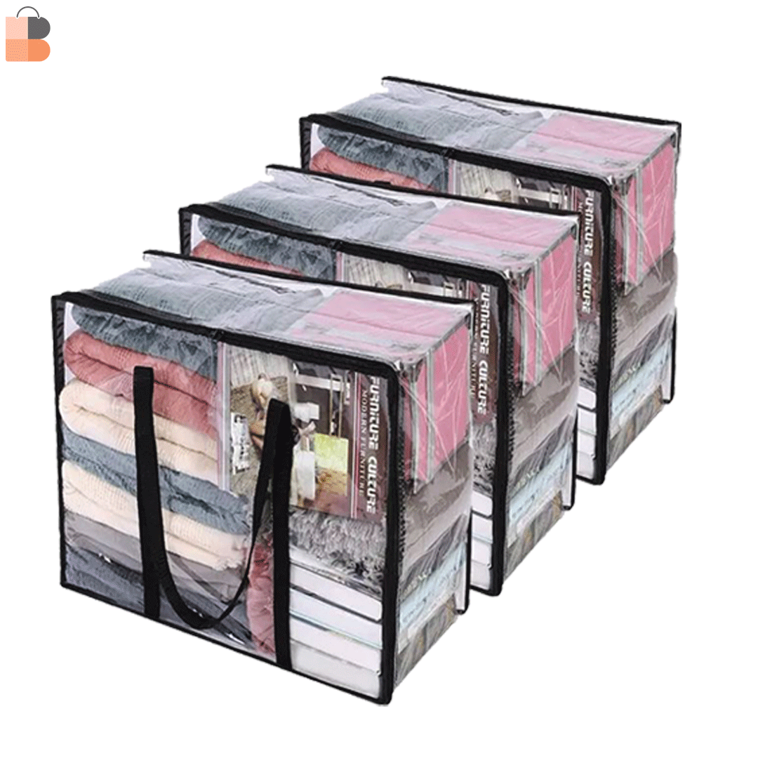 DustProof Transparent Blanket/Bedding Storage Bag Cover || PVC Transparent Full Poly. 