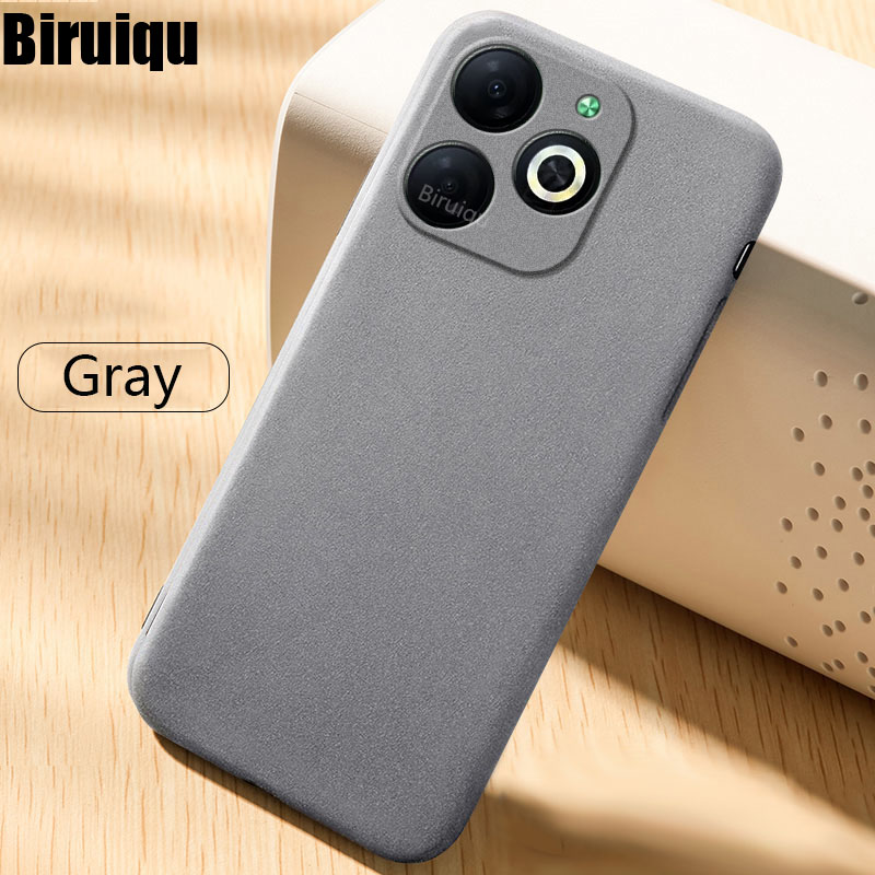 Biruiqu For Infinix Smart 8 Shockproof Anti Slip Soft TPU Sandstone Matte Back Case Cover. 