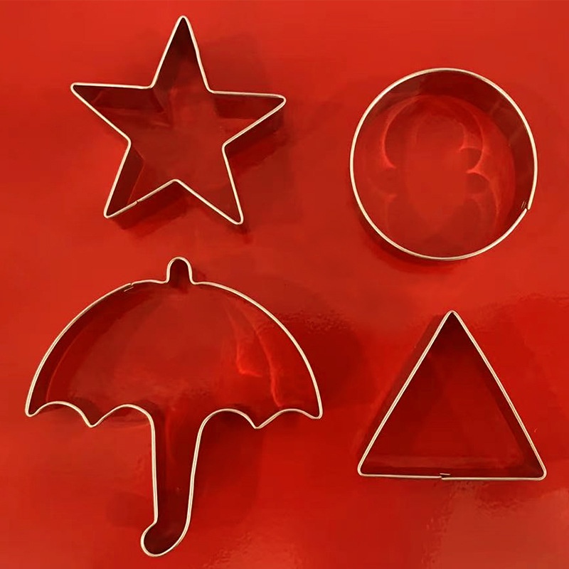 Squid Game Dalgona Sugar Cake Mold Biscuit Baking Pan Mould Umbrella Shape Fondant Decorating Frame Stainless Steel Kitchen Tool. 