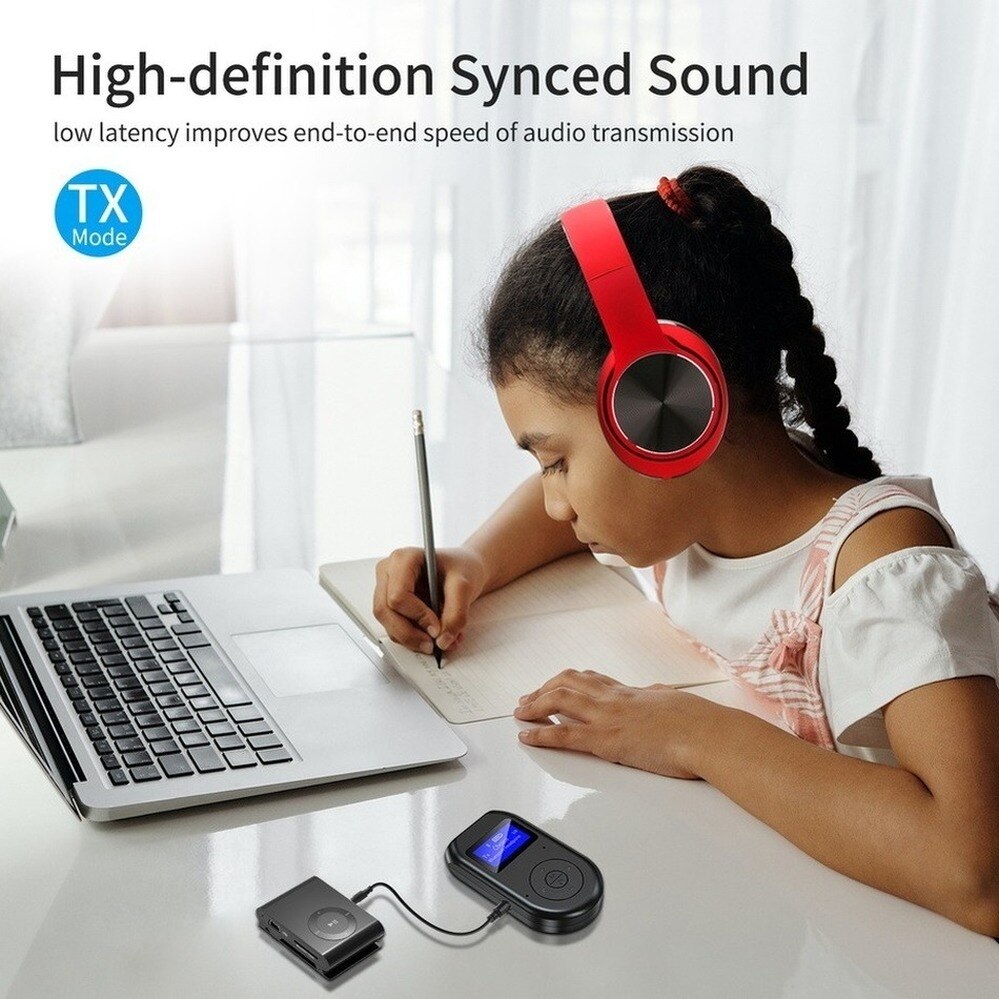 PzzPss Bluetooth 5.0 Transmitter Receiver 3 in 1 Wireless Bluetooth V5.0 Adapter With Display Screen Low Latency Audio Adapter. 