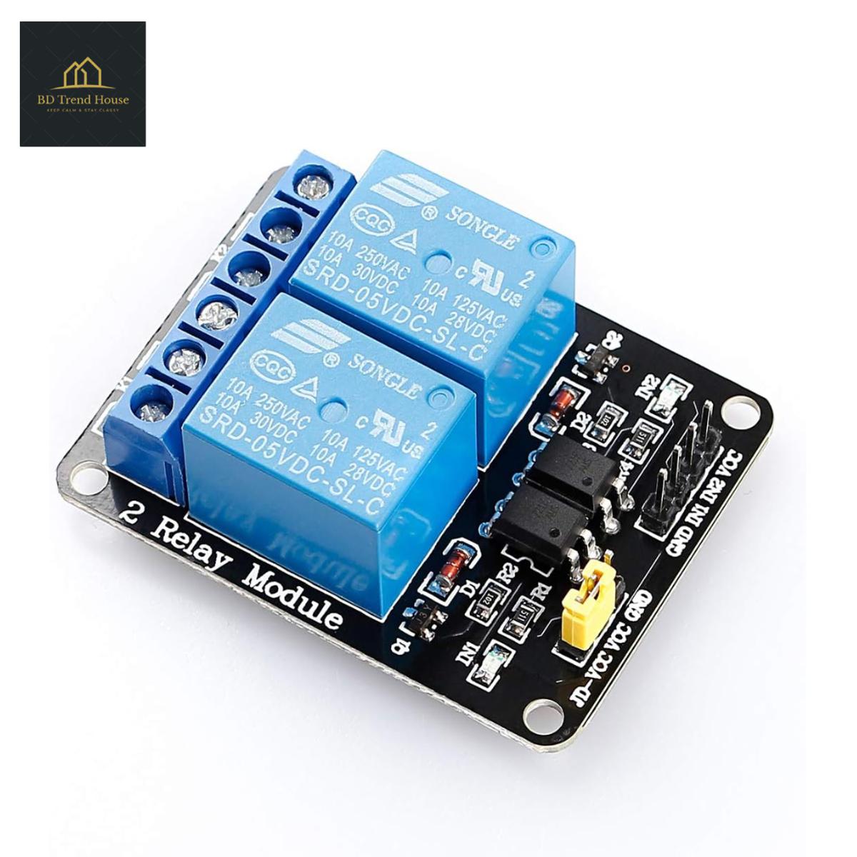 2 Channel DC 5V Relay Module with Optocoupler Low Level Trigger Expansion Board Compatible with Arduino R3 MEGA 2560 1280 DSP ARM PIC AVR STM32 Raspberry Pi