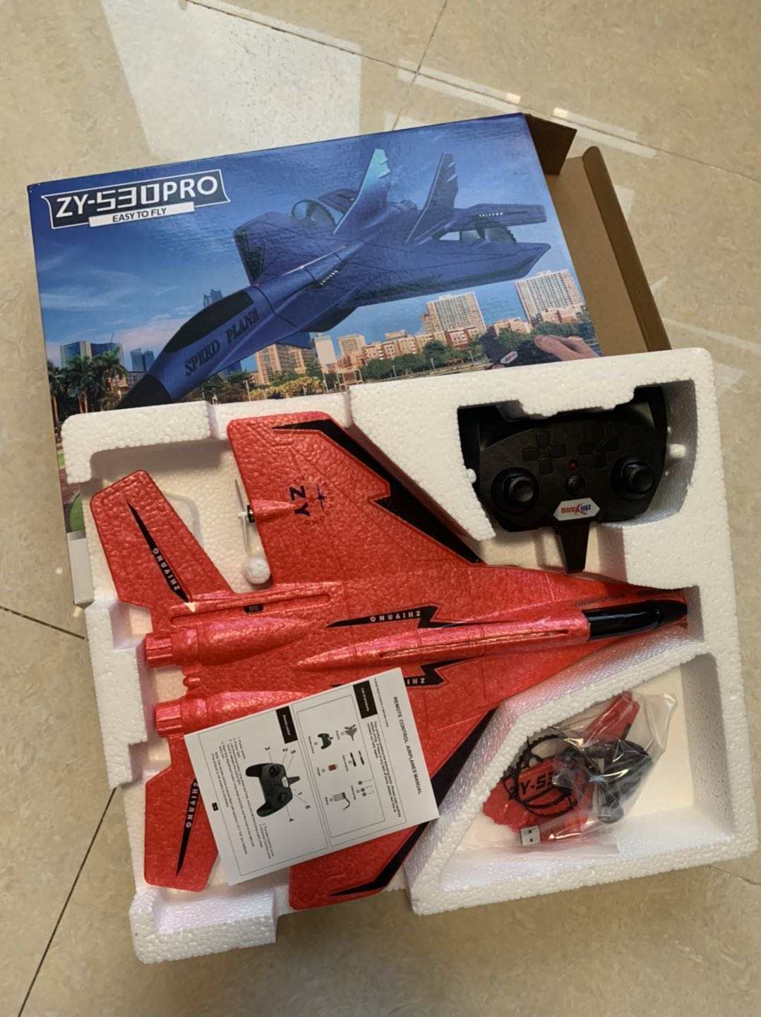 2.4g ZY-530PRO remote control plane Electric Epp Fpv Aircraft  Glider Fighter Remote Control Rc Foam Jet Fighter Plane Airplane Model Toy for kids. 