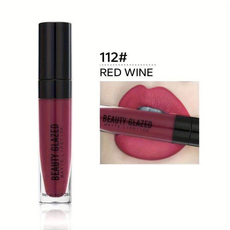 Beauty Glazed New Matte Waterproof Long Lasting Liquid Lipstick -112#RED WINE