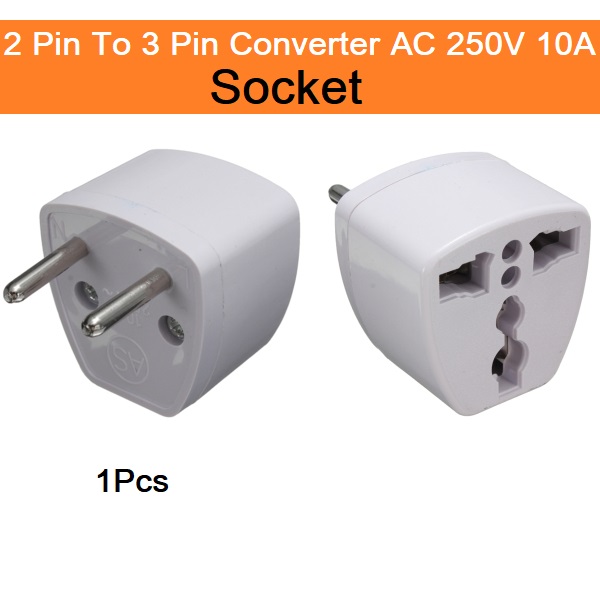 2Pcs- NKA Electric 2 Pin To 3 Pin Socket Converter AC 250V 10A EU Male Plug To Portable Travel 3 Pin Multiplug Socket Converter Cables Adapters. 