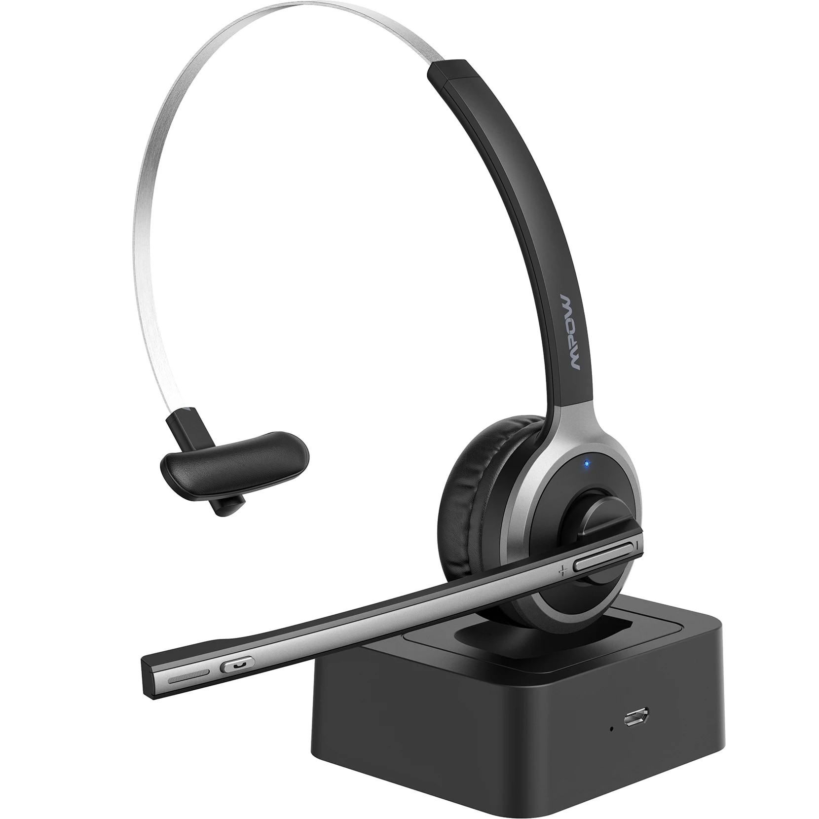 Mpow M5 Pro Bluetooth 5.0 Headphones with Mic Charging Base Wireless Headset for PC Laptop Call Center Office 18H Talking Time. 