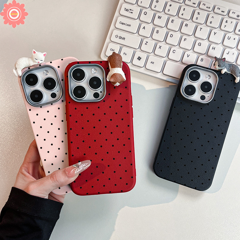 For Oppo A38 A3X A60 A16 A17 A35 A15 A18 A3 A57 A7 A55 A15s A52 A16S A5s A53 A54 A3s A12 A9 A74 A5 A76 A3 A77 A78 A31 A58 A1K A17K A79 A95 Reno 7Z Cute Wave Point 3D Doll Cat Case