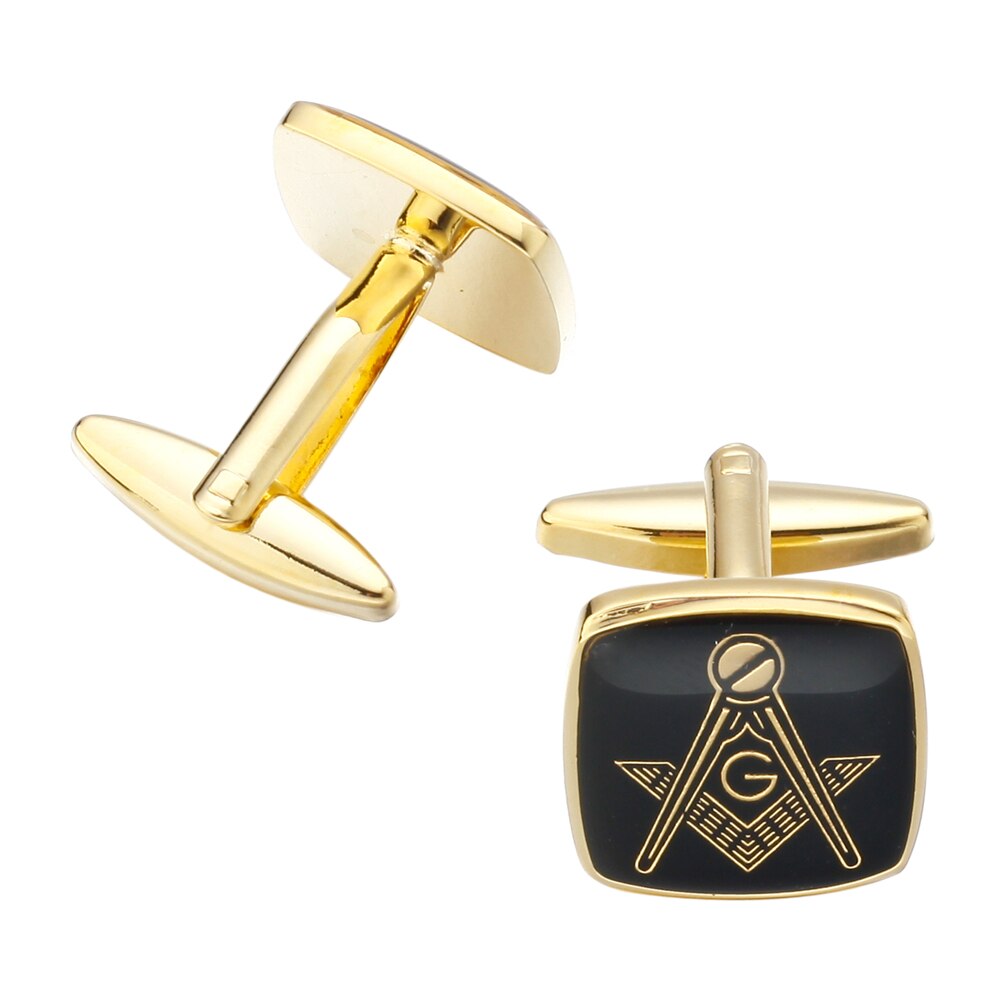 【happy one】MeMolissa Vintage Masonic Cufflinks Classic Square Cufflinks Gold with Black Personality Men's Shirt Gifts for Men. 