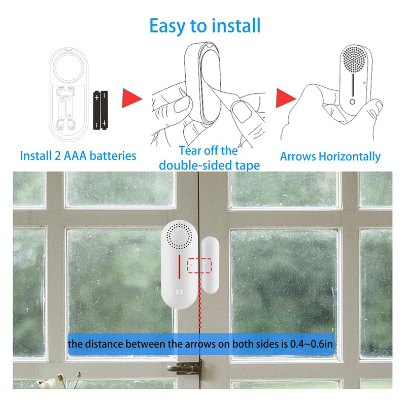 1 PCS WIfi Alarm Wireless Magnetic Door Window Sensor Window and Door Alarms Door Chimes When Door Opens Tuya Smart Devices. 