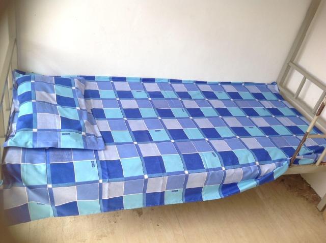 M3NO wholesale factory custom blue plaid three-piece set of student dormitory bunk bed sheets quilt cover pillowcase. 