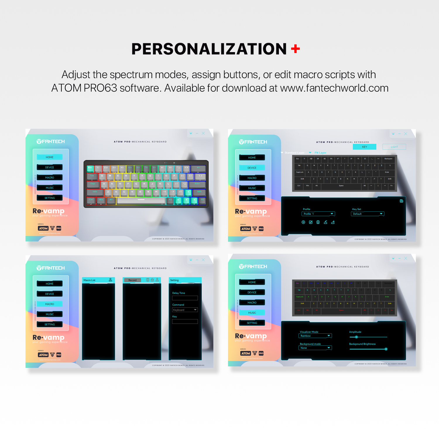 FANTECH MK912 ATOM PRO63 RGB Mechanical Gaming Keyboard Mercury Black & Saturn Grey Layout Red Switch & Blue Switch. 