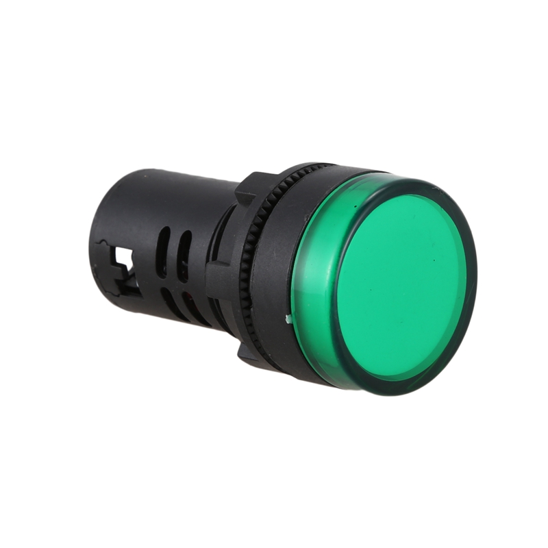 2 Pcs AC220V Green LED Power Indicator Pilot Signal Light Lamp 22mm Dia. 