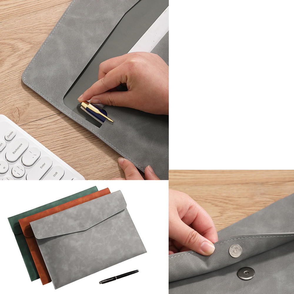 School Office Supplies Professional File Folder Fashion Briefcase A4 Leather File Folder Data Package Document Organiser. 