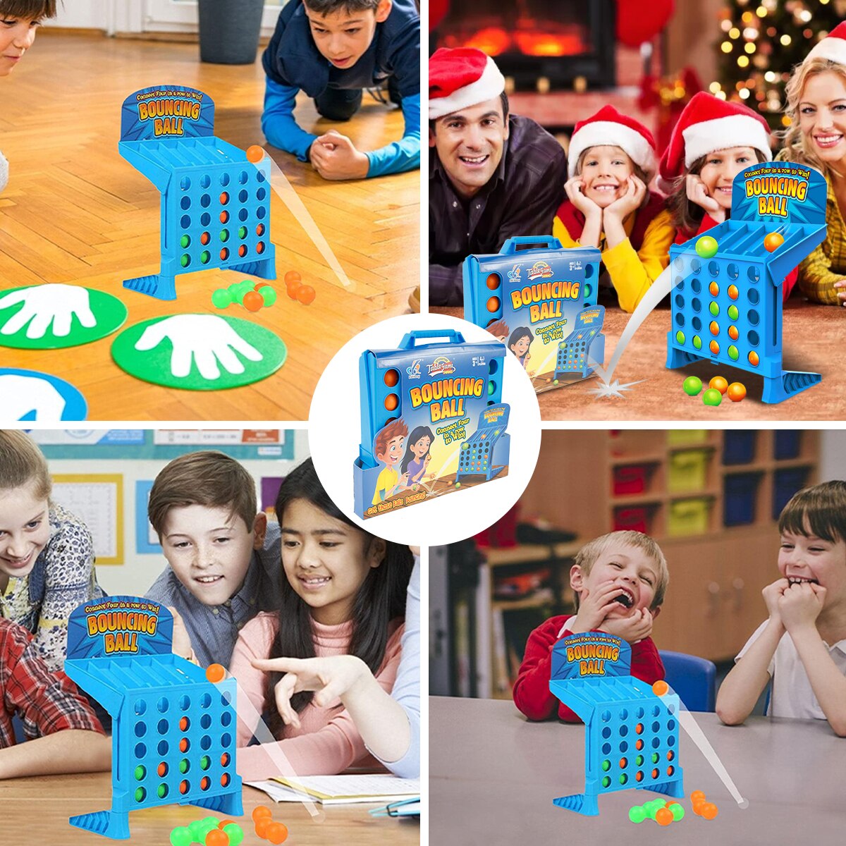 Connect 4 SBoard Game Desktop Games Children Portable Four Continuous Bouncing Ball Two Player Puzzle Game Children Gift. 