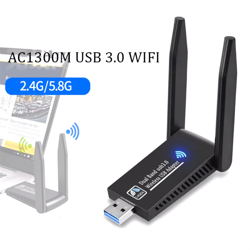 1300Mbps USB Wifi Adapter Dual Band 5.8Ghz 2.4GHz USB 3.0 Wi-fi Receiver Wireless Network Card Adaptador Antenne Tetuo. 