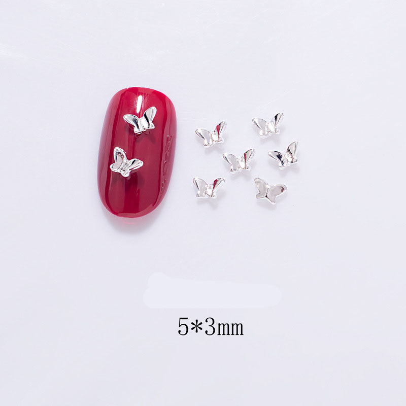 10pcs Mini Hollow Butterfly Nail Charms 3D Metal Silver/Gold Diamond Pearl Butterfly Nail Decoration DIY Luxury Nail Accessories