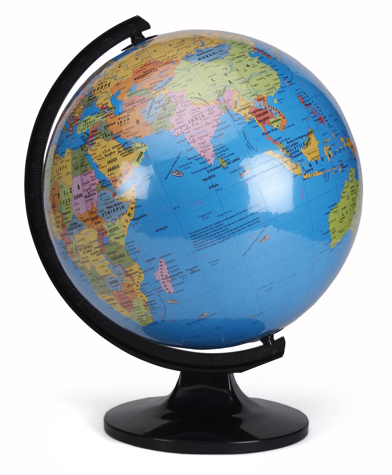 30cm World Globe Educational Political Map Swivel Rotating Desk Top Globe - Geography Learning Home School Office Decoration - Diameter 32cm. 