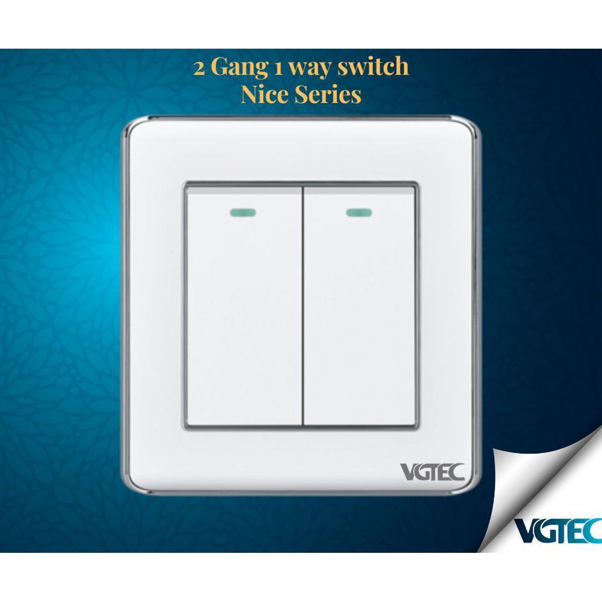 VGTEC - 2 gang 1 way switch (Nice series)