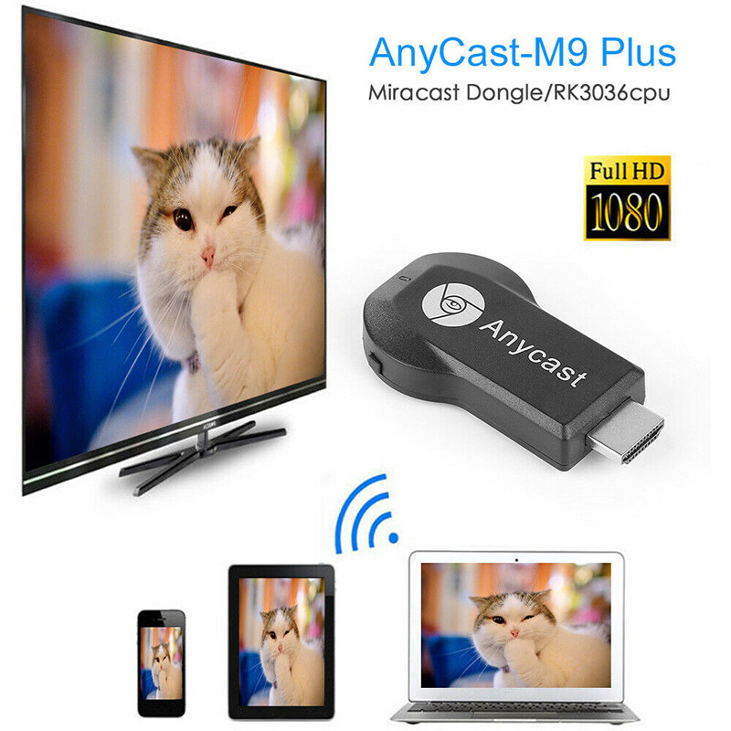 AnyCast M9 Plus WiFi Display Receiver HDMI Dongle 1080P TV DLNA Airplay Miracast. 