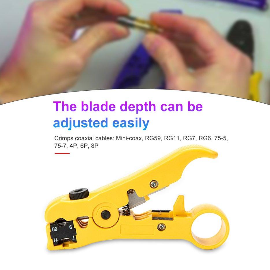 OIMG Universal Network Cable Stripper Cutter Stripping Pliers Tool Flat Or Round Utp Cat5 Cat6 Wire Coax Coaxial Stripping Tool. 