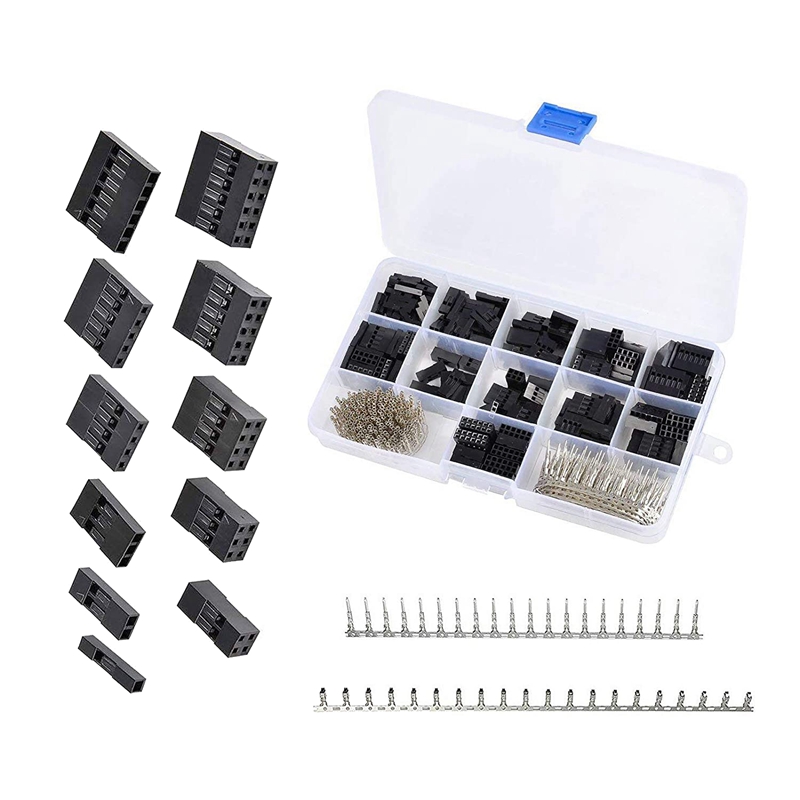 620Pcs Dupont Connector Kit with Wire Crimper Plier 2.54Mm Pitch 1/2/3/4/5/6 Pin JST SM and 2.54 Mm JST XH Male/Female. 