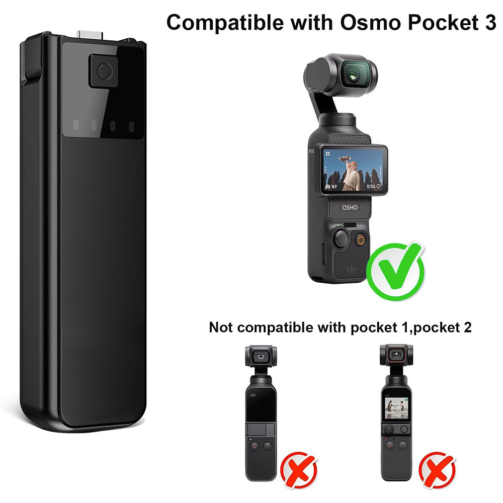 SKOWER DJI Osmo Pocket 3 Battery Handheld Power Bank Hand Grip for Osmo Pocket 3 Camera with Type-C Cable. 