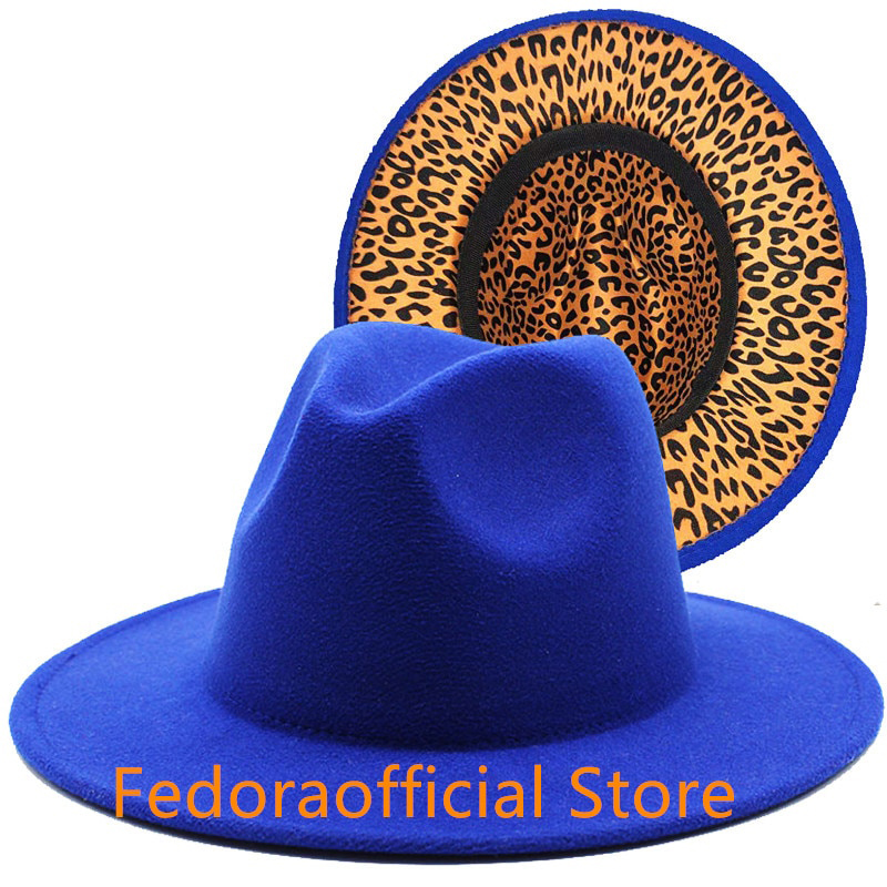Rose red fedora hat new leopard print 