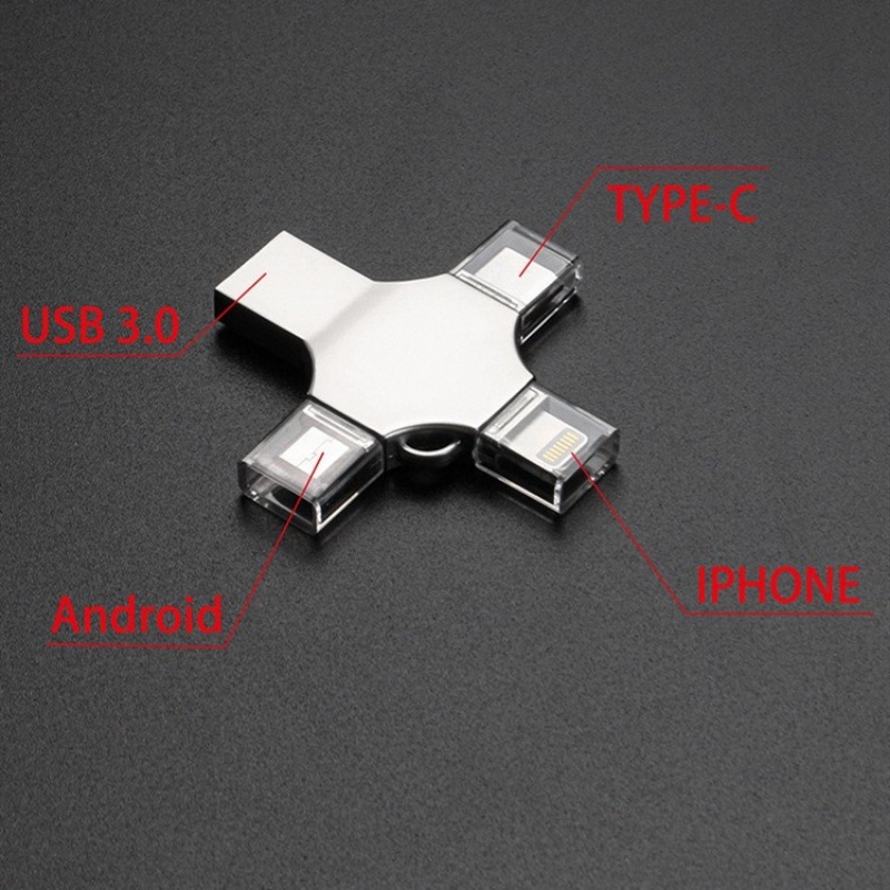 【Ready Stock+FREE Shipping+COD】Zeus 4-in-1 Flash Drive / Mouse / Keyboard Connector USB 2.0 OTG Fast Speed For Type C / USB / IOS. 