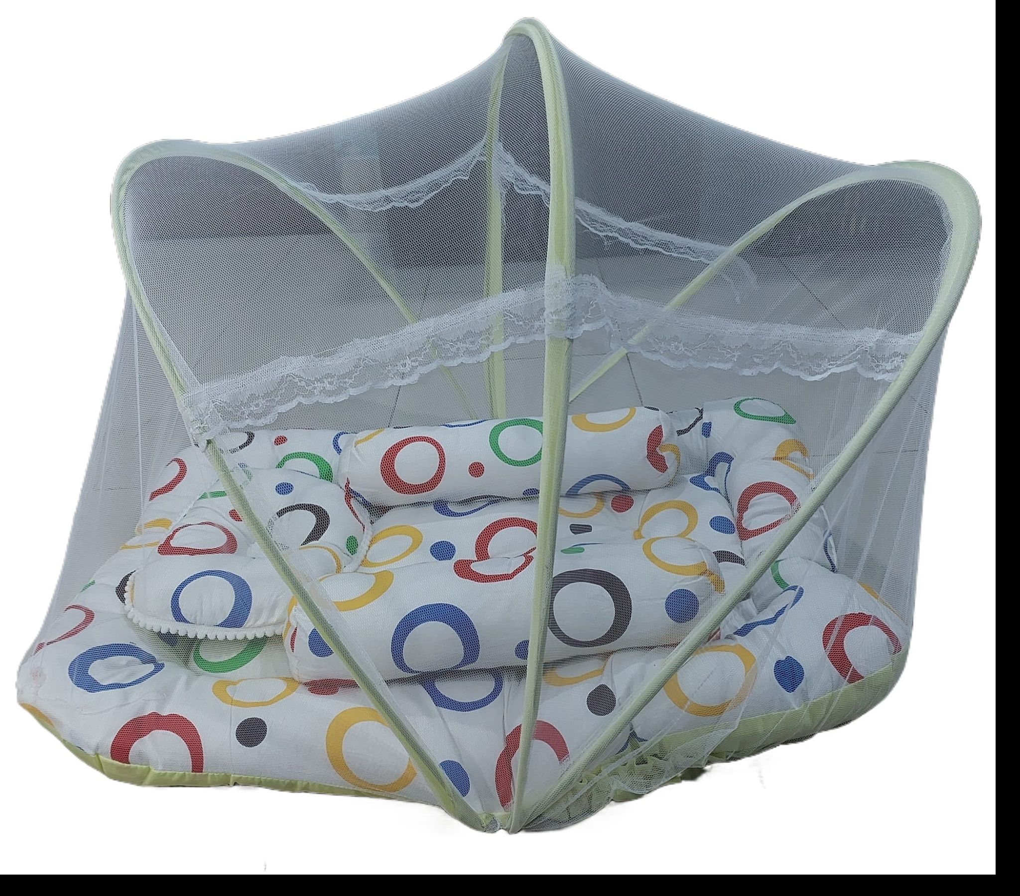 Baby Premium Bed Set with Mosquito Net Size - 34-24" Inches (Color as per stock). 
