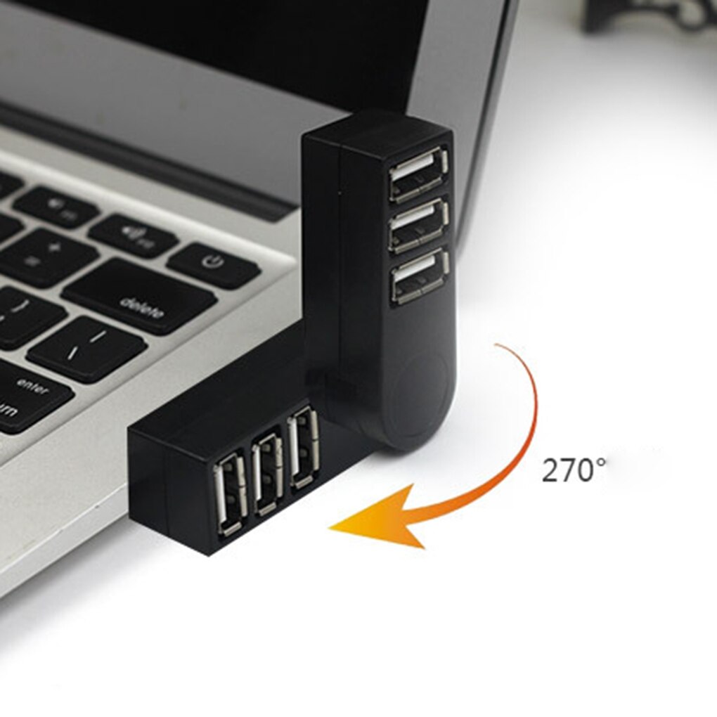 【VisioN Shop】Portable Ports 2.0 Mini 270 Degree Rotatable Splitter PC Notebook Laptop Adapter. 