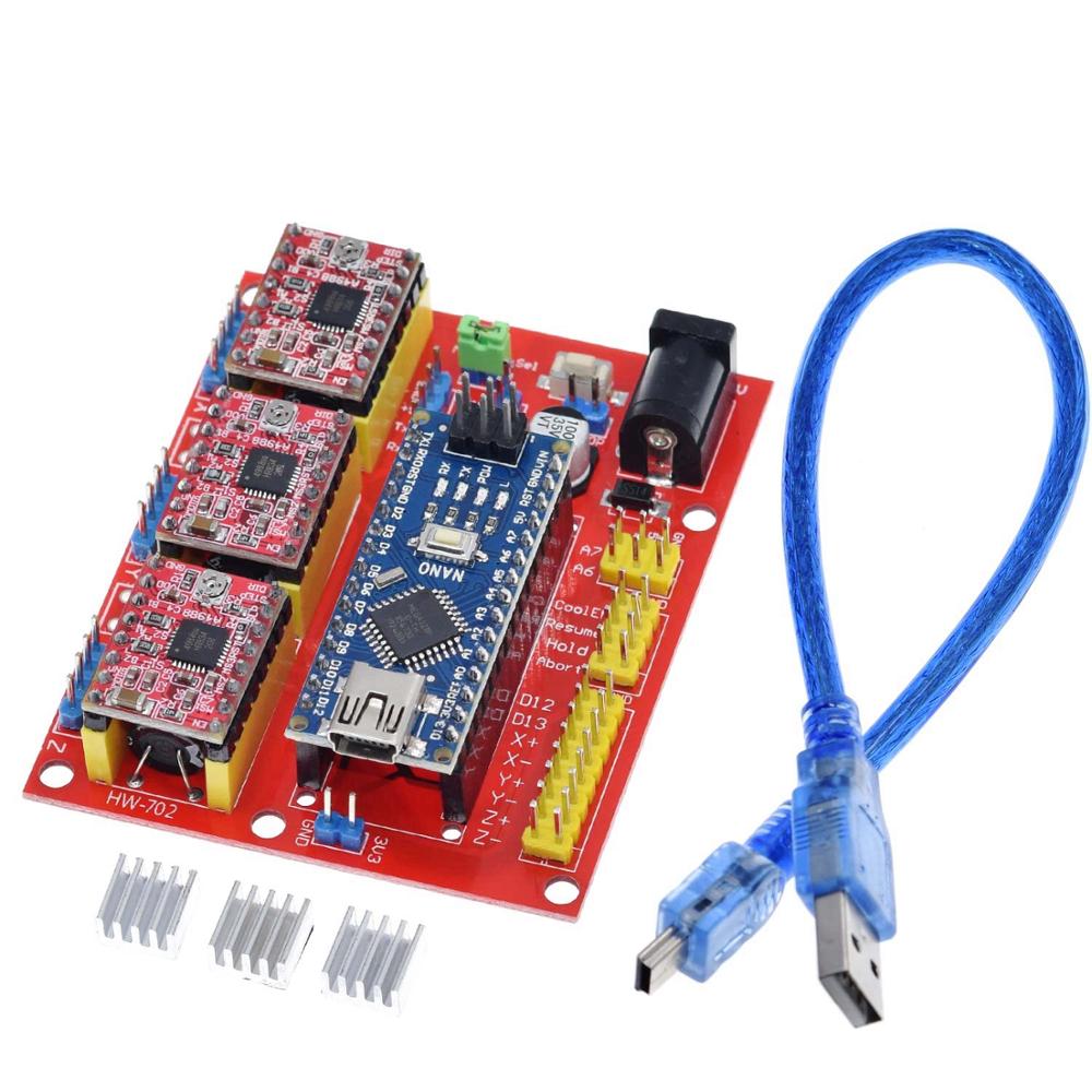 【Mary DAI Store】ShengYang 3DV4 CNC Shield V4 3.0 3pcs A4988 Reprap Stepper Drivers Set For Arduino. 