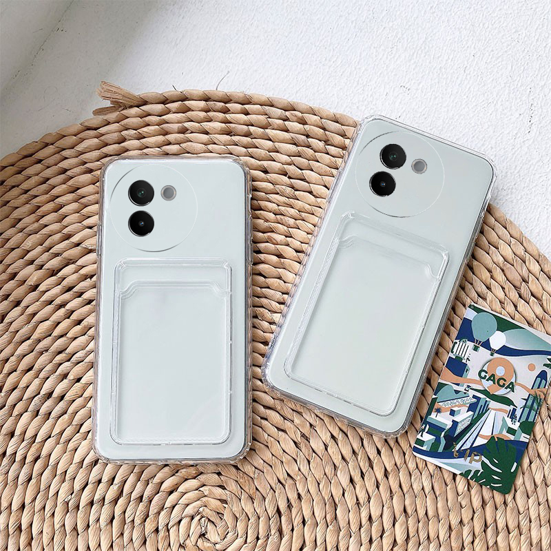 For VIVO V30E 5G Case Transparent silicone change wallet photo clip Lens Protection for vivo V30E Back Cover. 