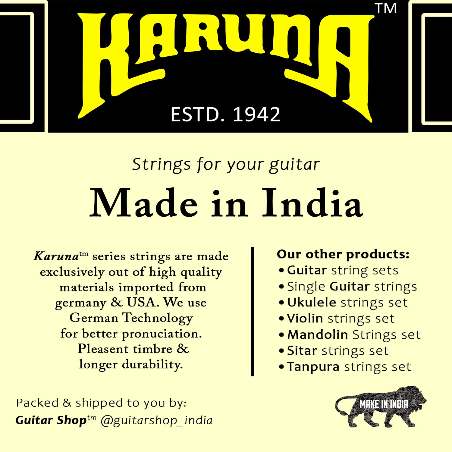 KARUNA BRAND ACOUSTIC GUITAR STRINGS CUSTOM CHOICE PACK, SILVER PLATED