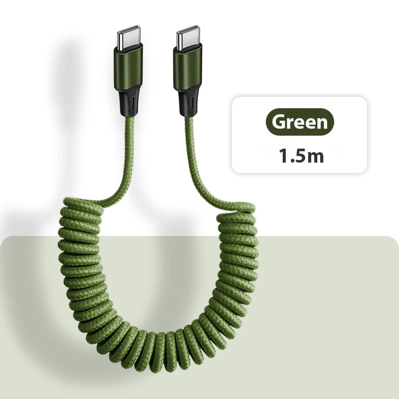 KURIOLL PD 66W USB C To Type C Cable Spring 5A Fast Charger Type C Cord for Samsung S22 Xiaomi Phone Charging Cable