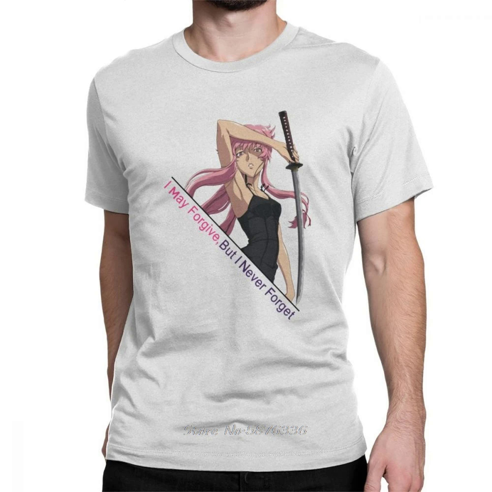 Anime Mirai Nikki Men's T Shirt Gasai Yuno Manga Future Dairy Japanese Comic Yandere Tees Short Sleeve T-Shirts Pure Cotton. 