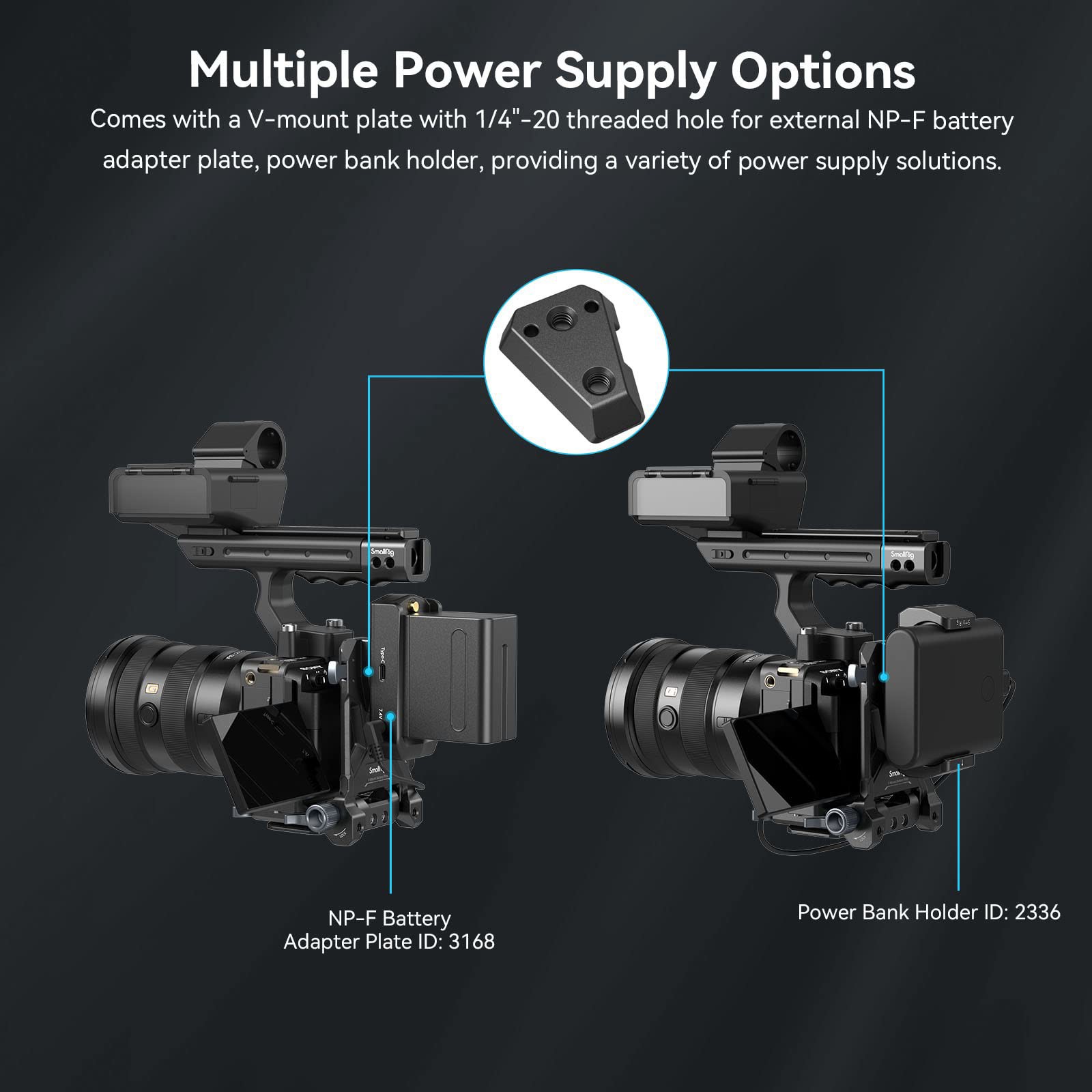 SmallRig V-Mount Battery Plate, V Lock Battery Mounting Plate with Quick Release Plate for Arca-Swiss, 1/4-20 Threads for DSLR. 